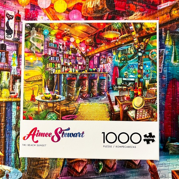 Tiki Beach Sunset 1,000 Piece Puzzle - Picture 3 of 4
